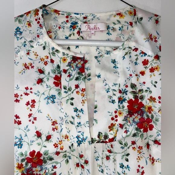 Parker white and floral silk dress size XS - Picture 2 of 4